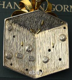 03 Susan H Gorman Sterling Silver Gift Box Christmas Ornament Gold Bow NOS