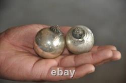 10 Pc Vintage 2'' Silver Glass Original Kugel/Christmas Ornament, Germany