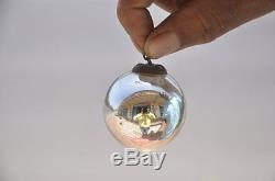 10 Pc Vintage Silver Original 1.5'' Small German Glass Kugel/Christmas Ornament