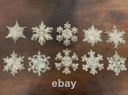 10 Sterling Silver Gorham Snowflake Christmas Ornaments 1970's 80's