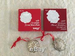 10 Towle Sterling Silver Christmas Floral Medallion 1983-1992 Ornament Pendant