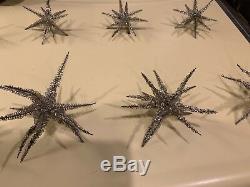 10 Vintage 1920s German Silver Tinsel Wire Star Christmas Ornaments