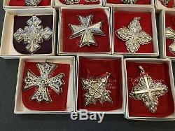 11 REED & BARTON STERLING SILVER CHRISTMAS CROSS ORNAMENTS 1971 To 1983 Boxed