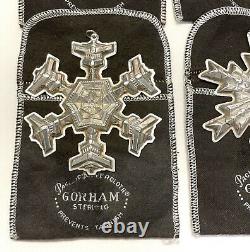 11 pc Gorham Sterling Silver Snowflake Christmas Tree Ornaments 1970 thru 1980