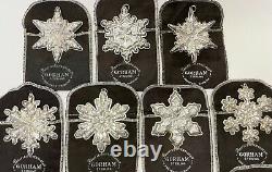 11 pc Gorham Sterling Silver Snowflake Christmas Tree Ornaments 1970 thru 1980