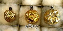 12 Antique German PINK SILVER GOLD Blown Glass Figural XMAS ORNAMENT 1920-30s