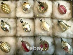 12 Antique Mercury Glass Silver Feather Tree Figural Christmas Ornament 2 tall