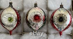 12 Atq Blown Painted Mercury German Xmas Ornaments Single Double Triple Indents