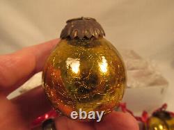 12 Crackle Glass Christmas Ornaments Red Gold Silver Purple Kugel Style