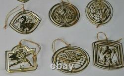 12 Days of Christmas Solid Brass Ornaments International Silver Co (with BOX)