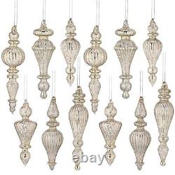 12 Pcs Crystal Glass Finial Christmas Ornaments Large Hanging Christmas Finia