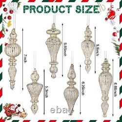 12 Pcs Crystal Glass Finial Christmas Ornaments Large Hanging Christmas Finia