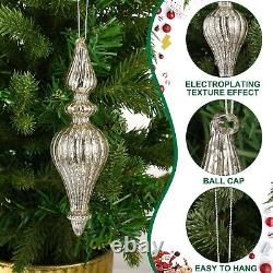 12 Pcs Crystal Glass Finial Christmas Ornaments Large Hanging Christmas Finia