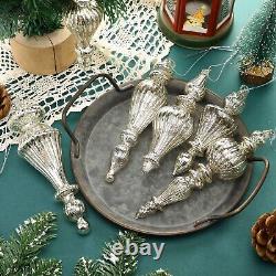 12 Pcs Crystal Glass Finial Christmas Ornaments Large Hanging Christmas Finia