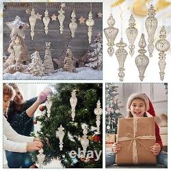 12 Pcs Crystal Glass Finial Christmas Ornaments Large Hanging Christmas Finia