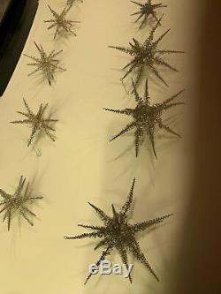 12 Vintage 1920s German Silver/gold Tinsel Wire Star Christmas Ornaments