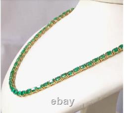 14Ct Round Cut Green Emerald Lab-Created Women's Pendant 14K Yellow Gold Finish