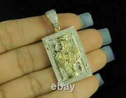 14K Yellow Gold Plated Silver 2CT Round Created Diamond King Card Poker Pendant