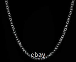 16Ct Round Cut Black Diamond Lab Created Men's Necklace In 14K Black Gold Finish