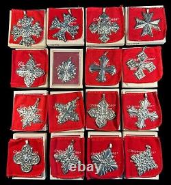 16 Reed & Barton Sterling Silver Christmas Crosses Collecton Ornaments 1974-1989