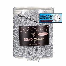 18M Silver GARLAND BEAD CHAIN CHRISTMAS TREE BAUBLES BEADS DECORATIONS
