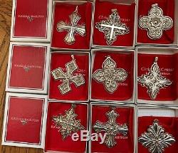 18 Reed & Barton Sterling Silver Christmas Cross Ornaments 1980 -1996 and 2000