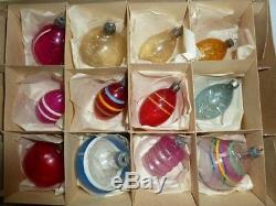 18 Vintage X-mas Tree Glass Ornaments Wwii Ww II Era Un-silvered Translucent
