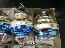 1940's 12 Silver/Blue Mercury Glass Lantern Tree Ornaments Premier Glass Works