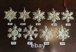 1970-2018 Vintage Gorham Sterling Silver Snowflake Star Retro Christmas Ornament