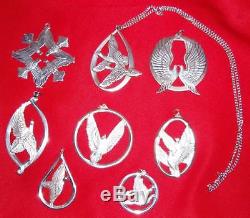1971 1978 Wallace Sterling Silver Peace Doves Christmas Ornament Complete Set