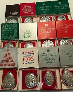 1971-1982 Vintage Towle Twelve Days of Christmas Sterling Silver Ornaments