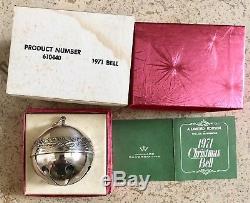 1971 1st Wallace Annual Sleigh Bell Silver Plated Christmas Ornament In Orig Box