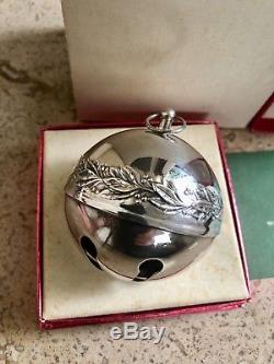 1971 1st Wallace Annual Sleigh Bell Silver Plated Christmas Ornament In Orig Box