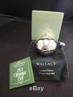 1971 Wallace #1 Limited Edition Silver Plated Sleigh Bell Christmas Ornament