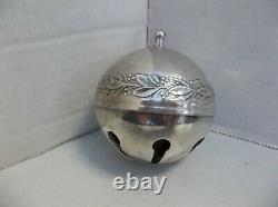 1971 Wallace Silver Plated Sleigh Bell Christmas Ornament holly 1st in Series