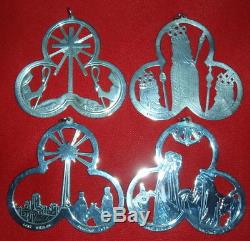 1972-1975 Lunt Sterling Silver Trefoil Xmas Ornament Medallion Complete SET 4