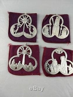 1972-75 Lunt Trefoil Series Sterling Silver Christmas Ornaments, Excellent withbag