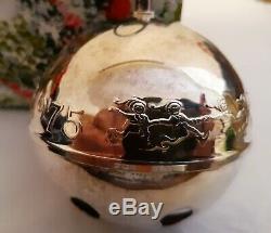 1975 5th Wallace Silverplated Christmas Sleigh Bell Ornament Sprightly Elves 3