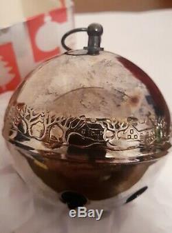1979 9th Wallace Silverplated Bustling Christmas Village Sleigh Bell Ornament 3