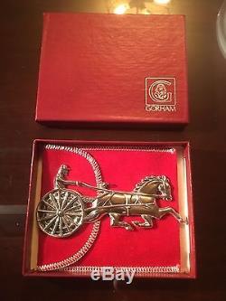1980 Sterling Silver Gorham American Heritage Horse And Sulky Ornament With Box