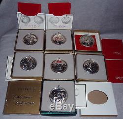 1988-1995 Towle Story Of Christmas Sterling Silver Ornaments Complete Set 8