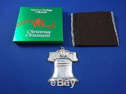 1988 Gorham Sterling Silver Christmas Ornament Liberty Bell with Box