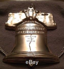 1988 Sterling Silver Gorham American Heritage Liberty Bell Ornament, Box & Pouch