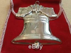 1988 Sterling Silver Gorham American Heritage Liberty Bell Ornament Box Pouch A