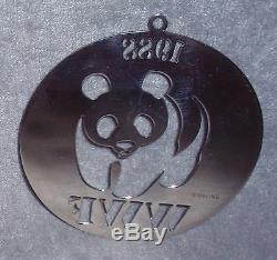1988 World Wildlife Federation Solid Sterling Panda Christmas Ornament Medallion