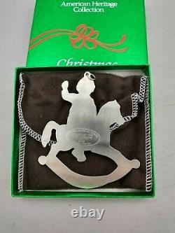 1990 American Heritage Sterling Rocking Horse Christmas Ornament New, Mint, Box