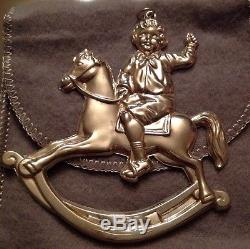 1990 Sterling Silver Gorham American Heritage Rocking Horse Ornament Box & Pouch
