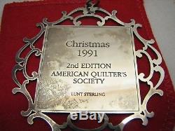 1991 2nd Ed American Quilter's Society Lunt Sterling Silver Christmas Ornament