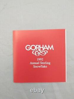 1992 Gorham Sterling Silver Christmas Snowflake Ornament Excellent withbox, bag