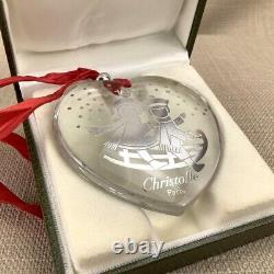 1993 Christofle Glass Crystal Silver Plated Christmas Ornament Love Heart Bauble